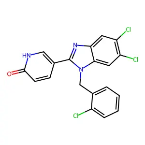 5-[5,6-dichloro-1-(2-chlorobenzyl)-1H-1,3-benzimidazol-2-yl]-2(1H)-pyridinone structure