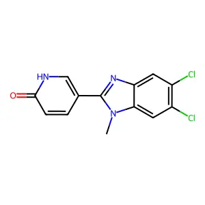 5-(5,6-dichloro-1-methyl-1H-1,3-benzimidazol-2-yl)-2(1H)-pyridinone structure