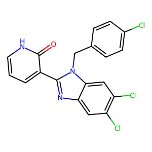 3-[5,6-dichloro-1-(4-chlorobenzyl)-1H-1,3-benzimidazol-2-yl]-2(1H)-pyridinone structure