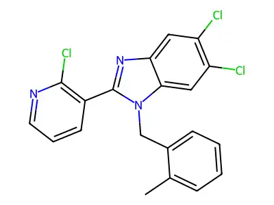 5,6-dichloro-2-(2-chloro-3-pyridinyl)-1-(2-methylbenzyl)-1H-1,3-benzimidazole structure