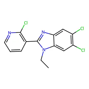 5,6-dichloro-2-(2-chloro-3-pyridinyl)-1-ethyl-1H-1,3-benzimidazole structure