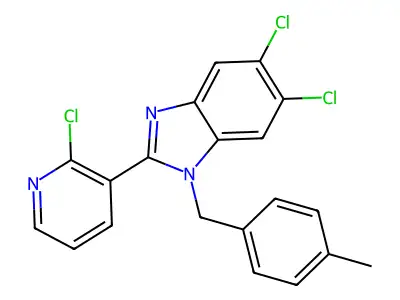 5,6-dichloro-2-(2-chloro-3-pyridinyl)-1-(4-methylbenzyl)-1H-1,3-benzimidazole structure