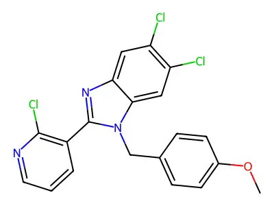 5,6-dichloro-2-(2-chloro-3-pyridinyl)-1-(4-methoxybenzyl)-1H-1,3-benzimidazole structure