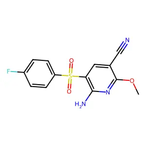 6-Amino-5-((4-fluorophenyl)sulfonyl)-2-methoxynicotinonitrile structure