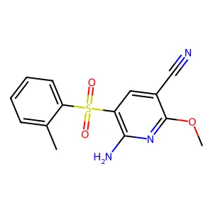 6-Amino-2-methoxy-5-((2-methylphenyl)sulfonyl)nicotinonitrile structure