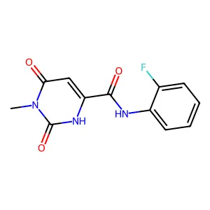 N-(2-fluorophenyl)-6-hydroxy-1-methyl-2-oxo-1,2-dihydro-4-pyrimidinecarboxamide structure