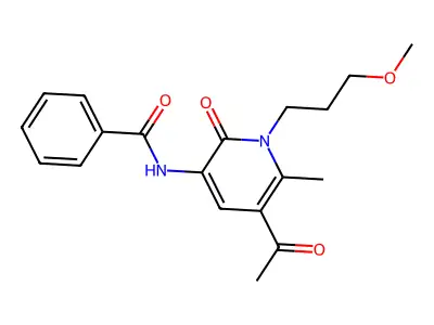 N-[5-acetyl-1-(3-methoxypropyl)-6-methyl-2-oxo-1,2-dihydro-3-pyridinyl]benzenecarboxamide structure
