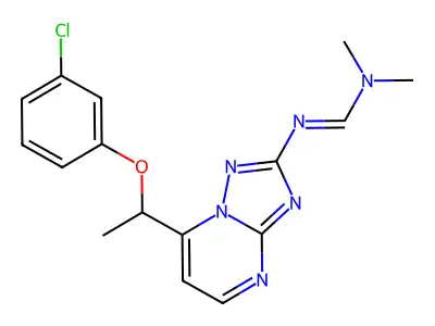 N'-[7-[1-(3-chlorophenoxy)ethyl]-[1,2,4]triazolo[1,5-a]pyrimidin-2-yl]-N,N-dimethylmethanimidamide structure