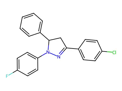 3-(4-chlorophenyl)-1-(4-fluorophenyl)-5-phenyl-4,5-dihydro-1H-pyrazole structure