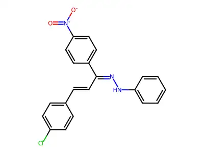 2-Propen-1-one, 3-(4-chlorophenyl)-1-(4-nitrophenyl)-, phenylhydrazone structure