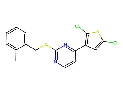 4-(2,5-Dichloro-3-thienyl)-2-pyrimidinyl 2-methylbenzyl sulfide structure