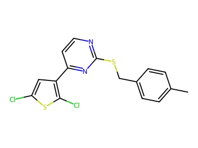 4-(2,5-Dichloro-3-thienyl)-2-pyrimidinyl 4-methylbenzyl sulfide structure