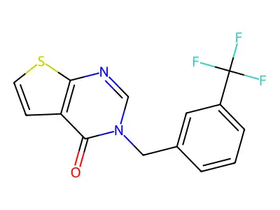 3-[3-(trifluoromethyl)benzyl]thieno[2,3-d]pyrimidin-4(3H)-one structure