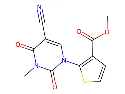 methyl 2-[5-cyano-3-methyl-2,4-dioxo-3,4-dihydro-1(2H)-pyrimidinyl]-3-thiophenecarboxylate structure