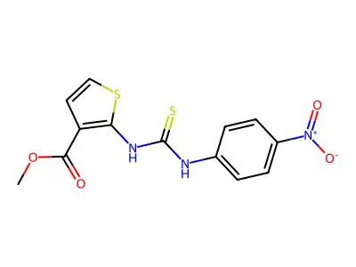 Methyl 2-{[(4-nitroanilino)carbothioyl]amino}-3-thiophenecarboxylate structure