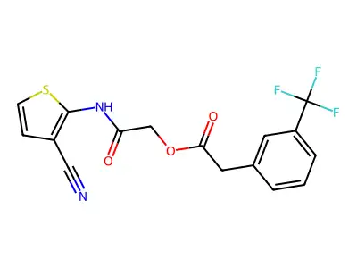 2-[(3-Cyano-2-thienyl)amino]-2-oxoethyl 2-[3-(trifluoromethyl)phenyl]acetate structure