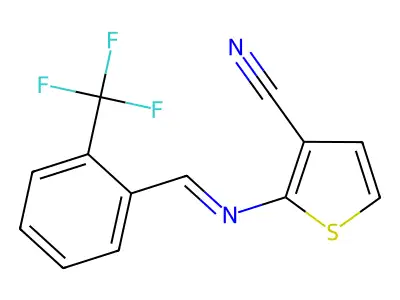 2-({[2-(Trifluoromethyl)phenyl]methylidene}amino)thiophene-3-carbonitrile structure