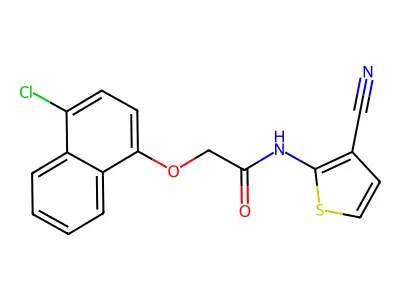 2-[(4-chloro-1-naphthyl)oxy]-N-(3-cyano-2-thienyl)acetamide structure