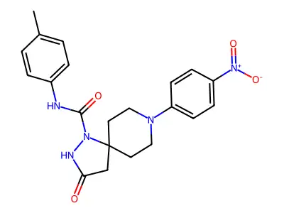 N-(4-methylphenyl)-8-(4-nitrophenyl)-3-oxo-1,2,8-triazaspiro[4.5]decane-1-carboxamide structure