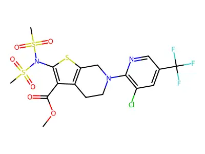 methyl 2-[bis(methylsulfonyl)amino]-6-[3-chloro-5-(trifluoromethyl)-2-pyridinyl]-4,5,6,7-tetrahydrothieno[2,3-c]pyridine-3-carboxylate structure