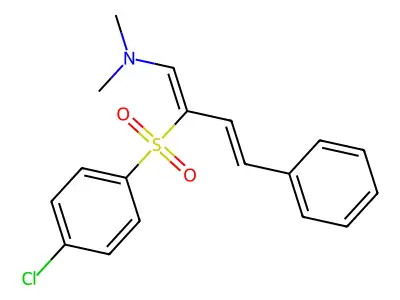 2-(4-chlorophenyl)sulfonyl-N,N-dimethyl-4-phenylbuta-1,3-dien-1-amine structure