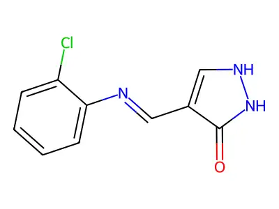 4-[(2-chloroanilino)methylene]-2,4-dihydro-3H-pyrazol-3-one structure