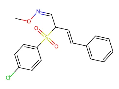 2-(4-chlorophenyl)sulfonyl-N-methoxy-4-phenylbut-3-en-1-imine structure