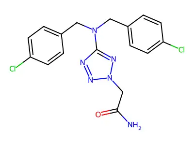 2-{5-[bis(4-chlorobenzyl)amino]-2H-1,2,3,4-tetraazol-2-yl}acetamide structure