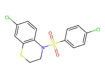 7-chloro-4-[(4-chlorophenyl)sulfonyl]-3,4-dihydro-2H-1,4-benzothiazine structure