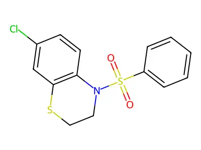7-chloro-4-(phenylsulfonyl)-3,4-dihydro-2H-1,4-benzothiazine structure