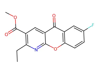 methyl 2-ethyl-7-fluoro-5-oxo-5H-chromeno[2,3-b]pyridine-3-carboxylate structure