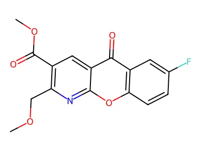methyl 7-fluoro-2-(methoxymethyl)-5-oxo-5H-chromeno[2,3-b]pyridine-3-carboxylate structure