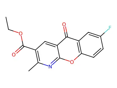 ethyl 7-fluoro-2-methyl-5-oxo-5H-chromeno[2,3-b]pyridine-3-carboxylate structure