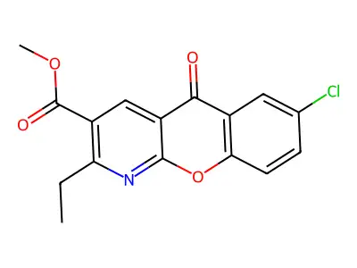 methyl 7-chloro-2-ethyl-5-oxo-5H-chromeno[2,3-b]pyridine-3-carboxylate structure