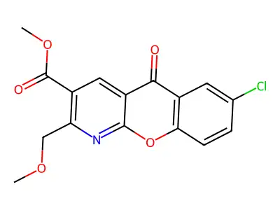 methyl 7-chloro-2-(methoxymethyl)-5-oxo-5H-chromeno[2,3-b]pyridine-3-carboxylate structure