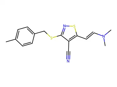 5-[2-(dimethylamino)vinyl]-3-[(4-methylbenzyl)sulfanyl]-4-isothiazolecarbonitrile structure