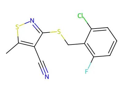 3-[(2-Chloro-6-fluorobenzyl)sulfanyl]-5-methyl-4-isothiazolecarbonitrile structure
