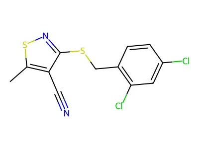 3-(((2,4-Dichlorophenyl)methyl)thio)-5-methyl-4-isothiazolecarbonitrile structure