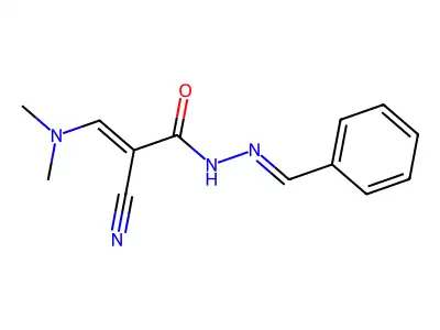 2-cyano-3-(dimethylamino)-N'-(phenylmethylidene)prop-2-enehydrazide structure