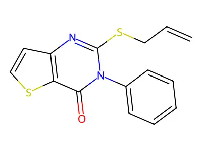2-(allylsulfanyl)-3-phenylthieno[3,2-d]pyrimidin-4(3H)-one structure