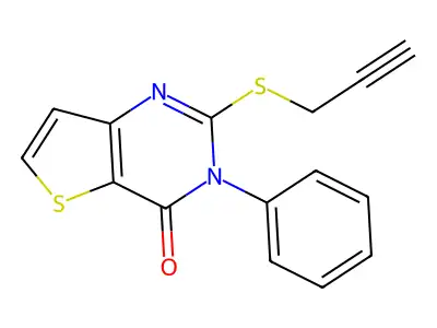 3-phenyl-2-(2-propynylsulfanyl)thieno[3,2-d]pyrimidin-4(3H)-one structure