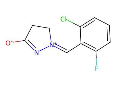 2-[(2-Chloro-6-fluorophenyl)methylidene]-3,4-dihydropyrazol-2-ium-5-olate structure