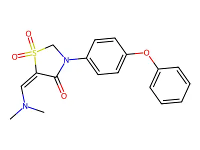 5-(Dimethylaminomethylidene)-1,1-dioxo-3-(4-phenoxyphenyl)-1,3-thiazolidin-4-one structure