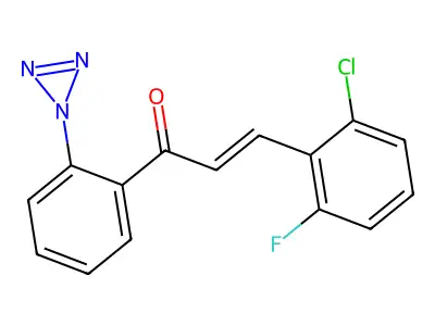 3-(2-chloro-6-fluorophenyl)-1-[2-(1H-triaziren-1-yl)phenyl]-2-propen-1-one structure