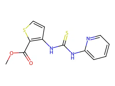 Methyl 3-{[(2-pyridinylamino)carbothioyl]amino}-2-thiophenecarboxylate structure