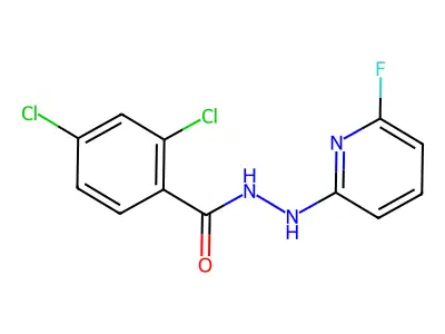 2,4-dichloro-N'-(6-fluoro-2-pyridinyl)benzenecarbohydrazide structure