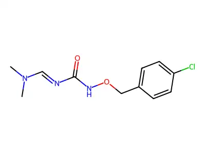 1-[(4-chlorophenyl)methoxy]-3-[(1E)-(dimethylamino)methylidene]urea structure