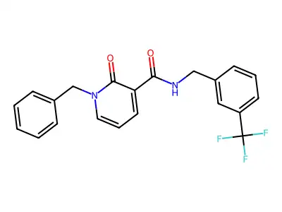 1-benzyl-2-oxo-N-[3-(trifluoromethyl)benzyl]-1,2-dihydro-3-pyridinecarboxamide structure
