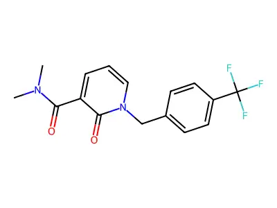 N,N-dimethyl-2-oxo-1-[[4-(trifluoromethyl)phenyl]methyl]pyridine-3-carboxamide structure