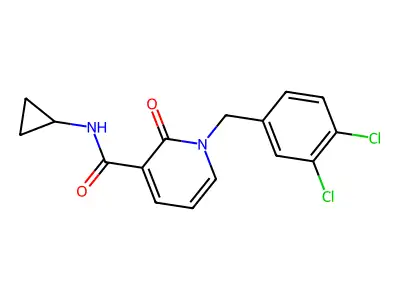 N-cyclopropyl-1-[(3,4-dichlorophenyl)methyl]-2-oxopyridine-3-carboxamide structure